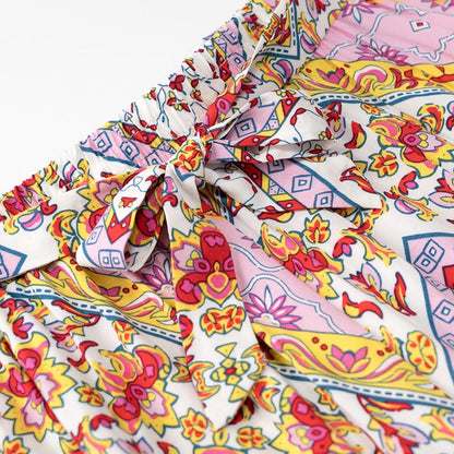 Troposa - Boho Print Top And Pants Set - Colorful &amp; Chic