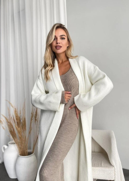 Belted Knit Duster Cardigan In Soft Knit