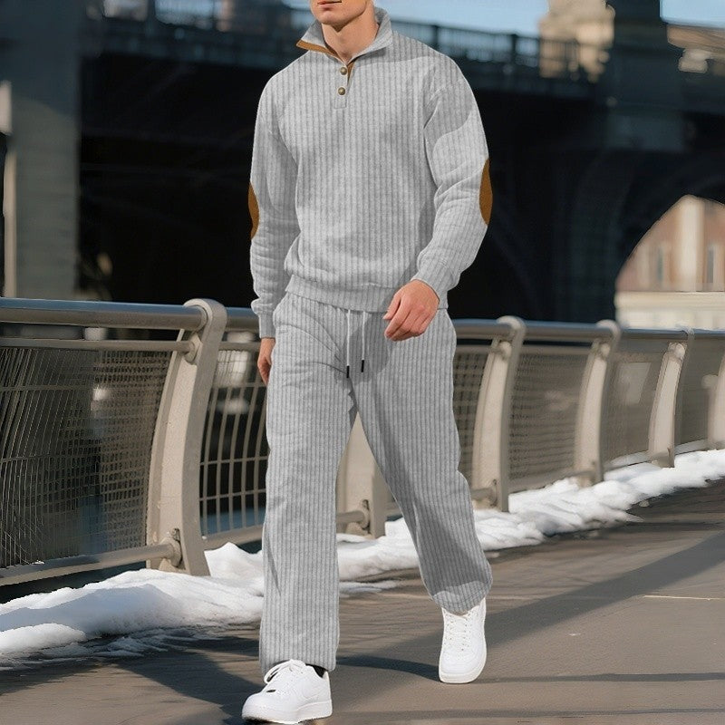 Stand Collar Jacquard Ribbed Knit Sweater