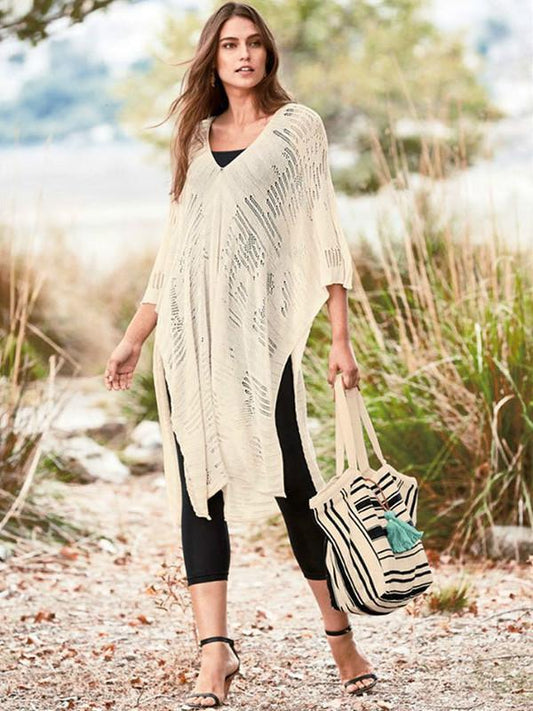 Knitted Hollow Loose Beach Skirt Sunscreen Sexy Swimsuit Hoodie Shawl Beach Skirt.