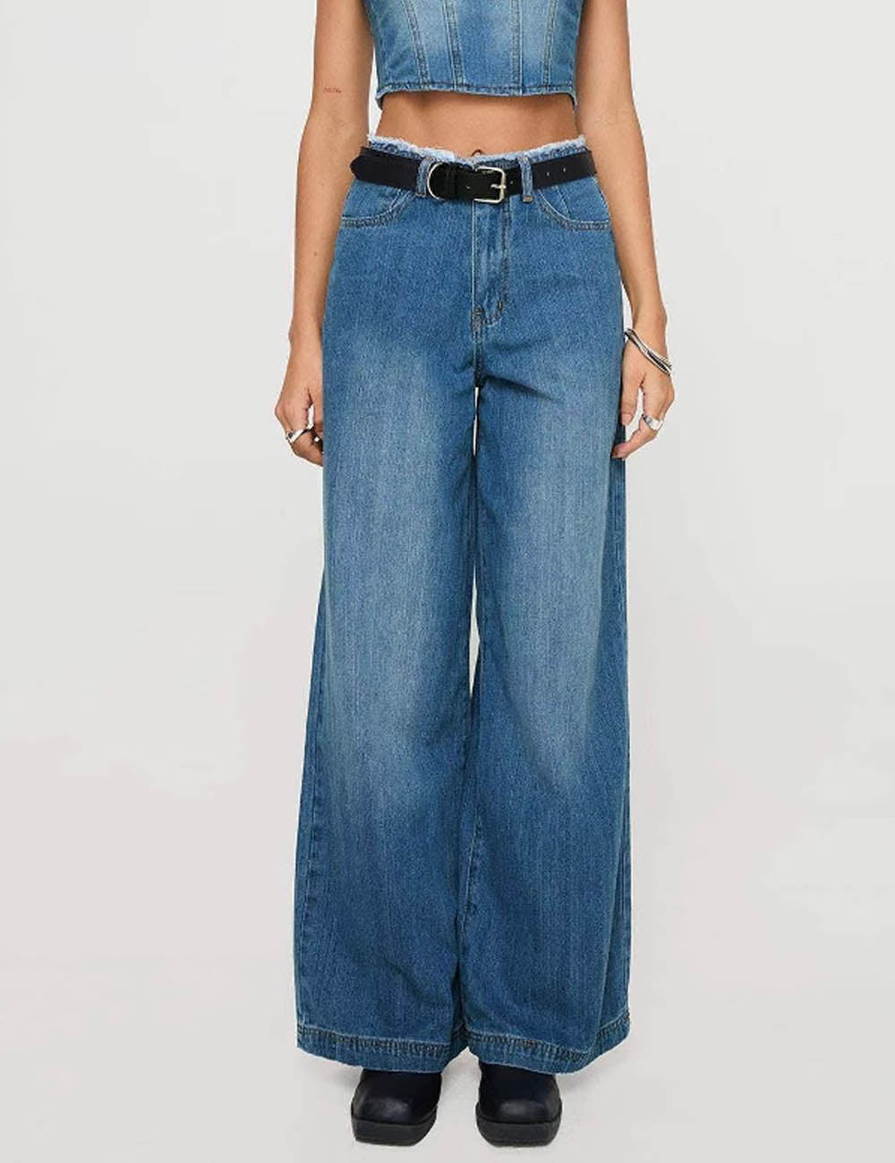 Retro Baggy High Waist Straight Leg Jeans