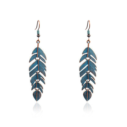 Bohemian Leaf Tassel Earrings Vintage Alloy Jewelry