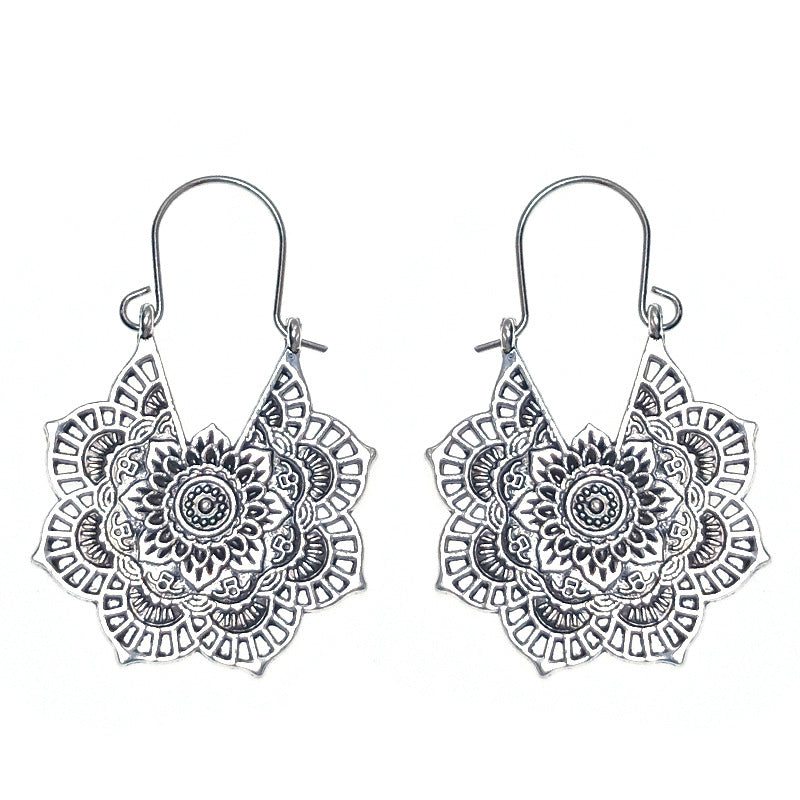 Bohemian Leaf Tassel Earrings Vintage Alloy Jewelry