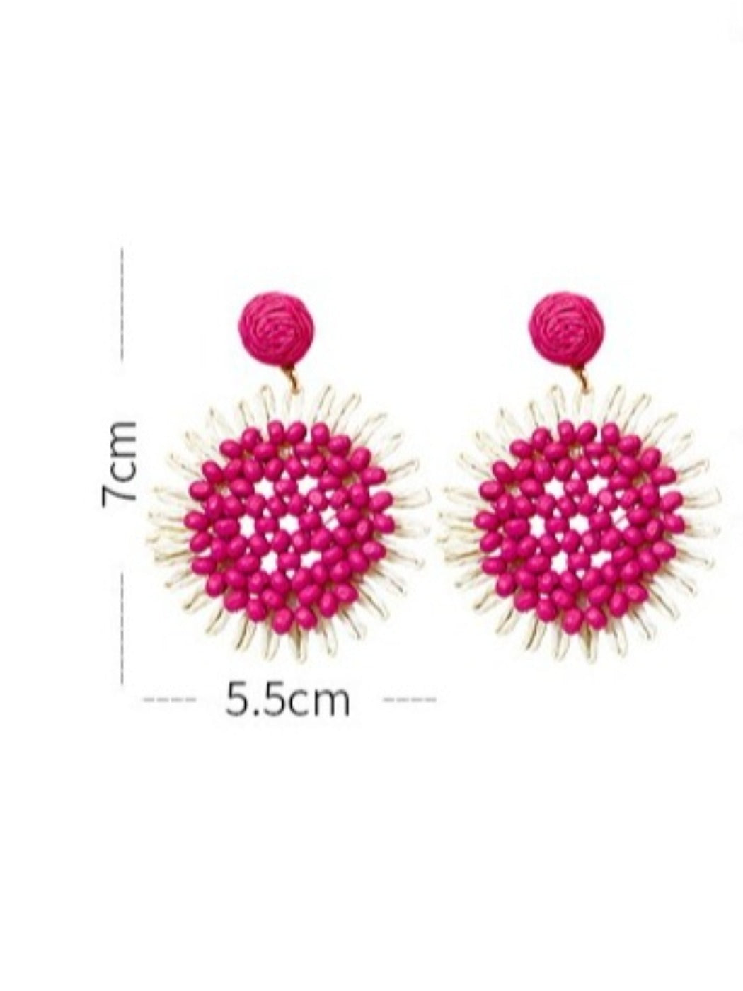 Earwish - Raffia Beaded Sunflower Earrings – Boho &amp; Cheerful