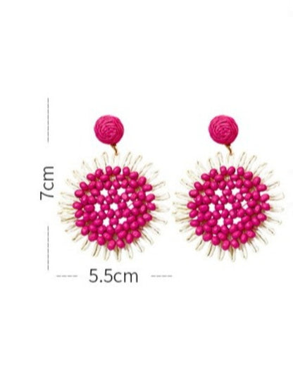 Earwish - Raffia Beaded Sunflower Earrings – Boho &amp; Cheerful