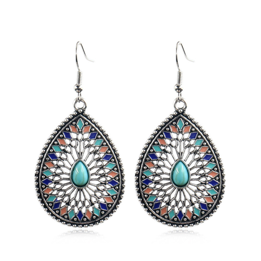 Bohemian Leaf Tassel Earrings Vintage Alloy Jewelry