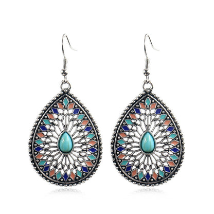 Bohemian Leaf Tassel Earrings Vintage Alloy Jewelry