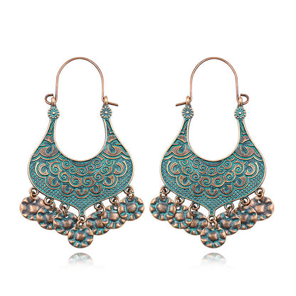 Bohemian Leaf Tassel Earrings Vintage Alloy Jewelry