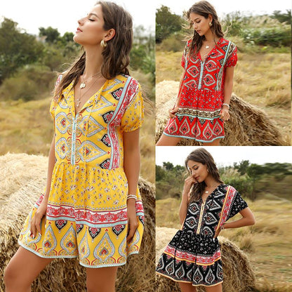 Women'S Casual Fashion Loose Printed Jumpsuit