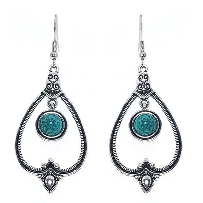 Bohemian Leaf Tassel Earrings Vintage Alloy Jewelry