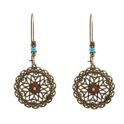 Bohemian Leaf Tassel Earrings Vintage Alloy Jewelry