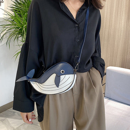 Cute Cartoon Whale Crossbody Bag Trendy Fashion Animal Bag