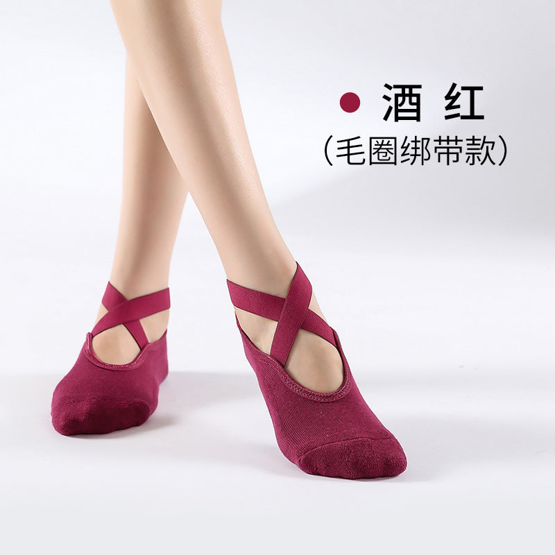 Cotton Cross Antiskid Yoga Socks Ballet Pilates Sports Dispensing Terry Socks Children