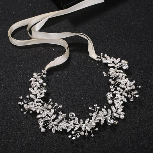 Bridal Wedding Handmade Alloy Pearl Rhinestone Belt
