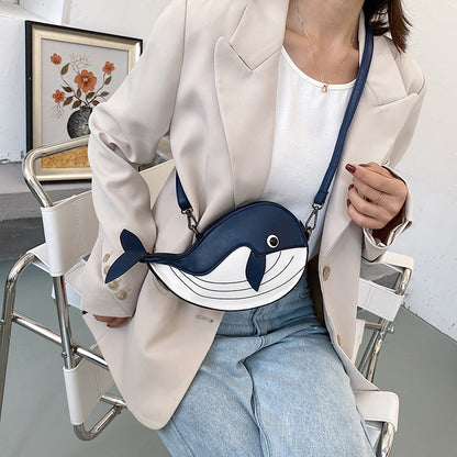 Cute Cartoon Whale Crossbody Bag Trendy Fashion Animal Bag