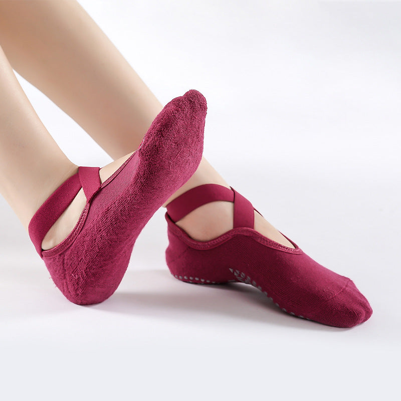 Cotton Cross Antiskid Yoga Socks Ballet Pilates Sports Dispensing Terry Socks Children