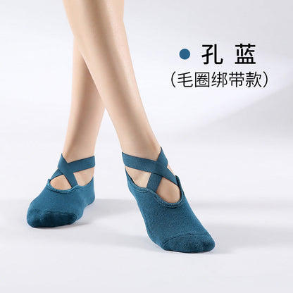 Cotton Cross Antiskid Yoga Socks Ballet Pilates Sports Dispensing Terry Socks Children