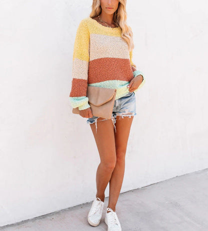 Knitting Sweet Four-Color Mosaic Sweater