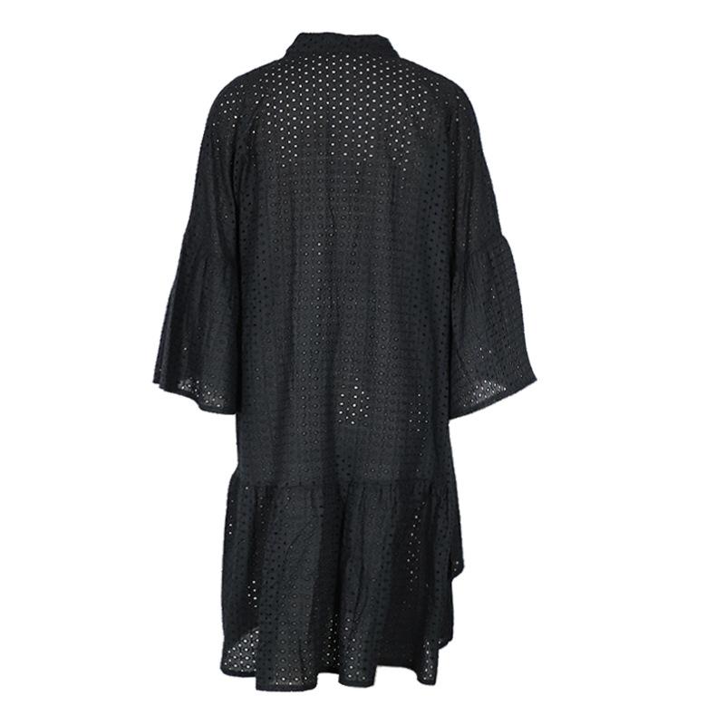 2021 Summer New Solid Color Stand Collar Irregular Large Size Straight Dress Female Fc992
