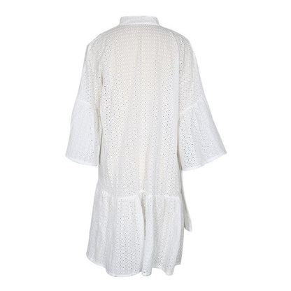 2021 Summer New Solid Color Stand Collar Irregular Large Size Straight Dress Female Fc992