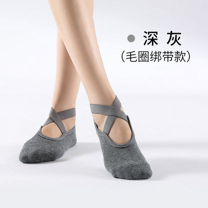 Cotton Cross Antiskid Yoga Socks Ballet Pilates Sports Dispensing Terry Socks Children