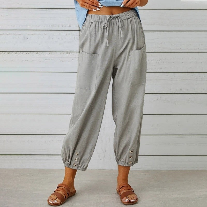 Solid Color High Waist Wide Leg Pants