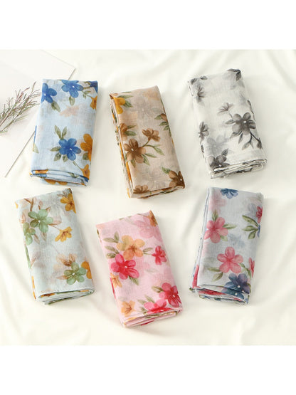Scarvii - Floral Voile Print Scarf Shawl Beach Wrap