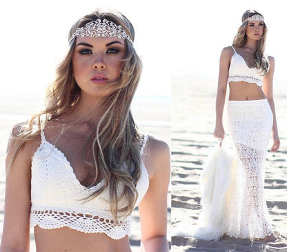 Handmade Knit Bikini Solid Color Sling Top