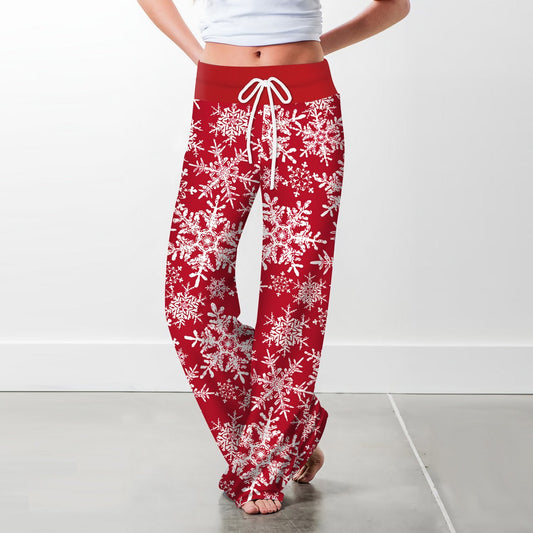 Flake Fashion Woman Digital Printing Loose Casual Flower Pattern Pants Wide Leg Yoga Pants 234