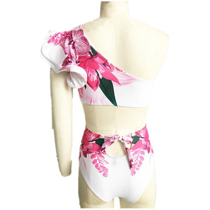 Floral Bikini New Split Swimsuit Women'S Large Print Sexy Split Swimsuit