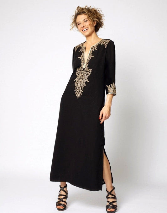 Beach Blouse Man Cotton Long Sleeve Embroidered Robe Resort Dress