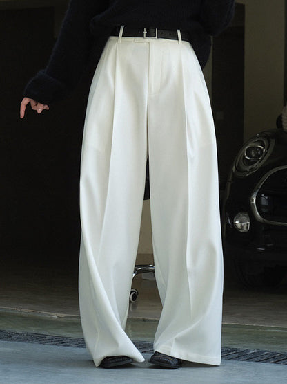 Urban Loose Wide Leg Pleated Solid Color Pants