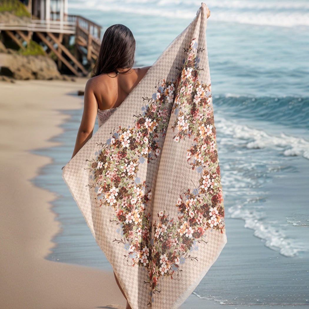 Scarvii - Floral Print Square Scarf