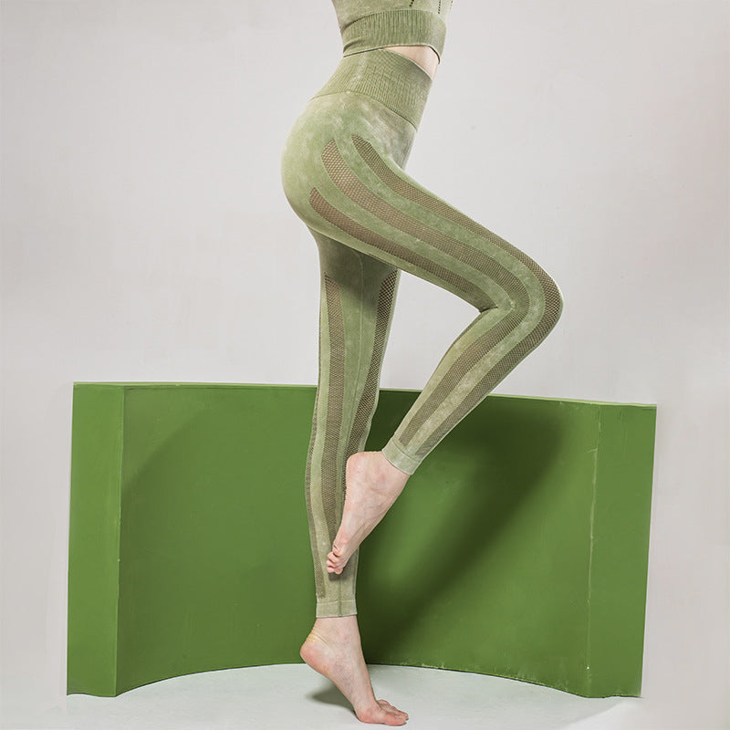 Solid Color Seamless Wash Yoga Pants Women'S Sports Tights