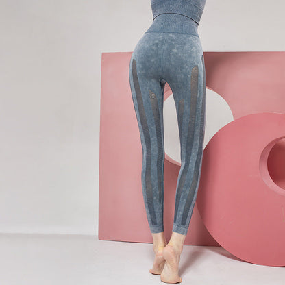 Solid Color Seamless Wash Yoga Pants Women'S Sports Tights