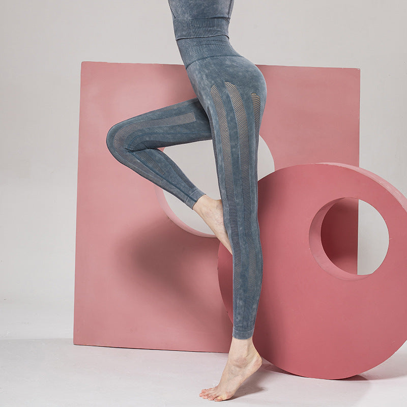 Solid Color Seamless Wash Yoga Pants Women'S Sports Tights