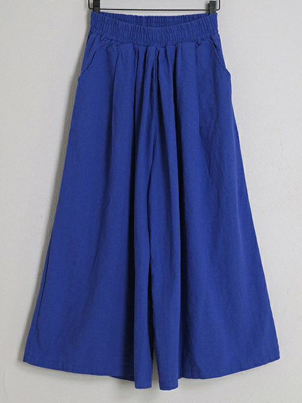 Leisure Fashion Wide Leg Loose Elasticity Solid Color Casual Pants Bottoms