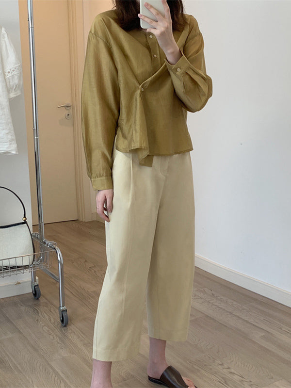 High Waisted Loose Solid Color Casual Pants Bottoms