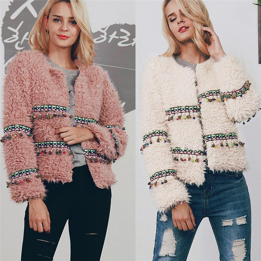 Winter Imitation Lamp Fur Tassel Short Coat Soft Jacket