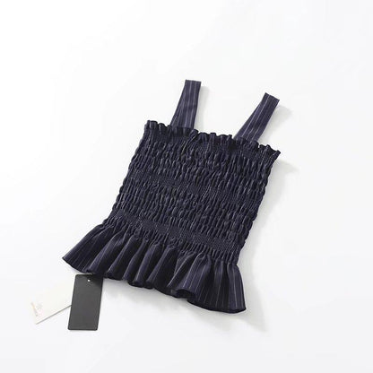 3 Colors Sexy Slim Pleated Camisole Tops For Vacation Beach Holiday