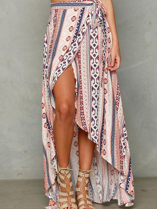 High Waist Chiffon Front Split Beach Skirt