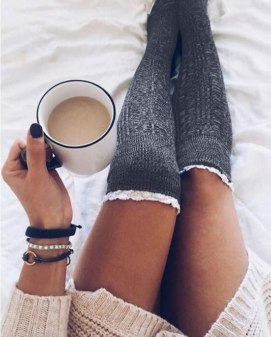 Lace Over Knee Piles Of Stockings