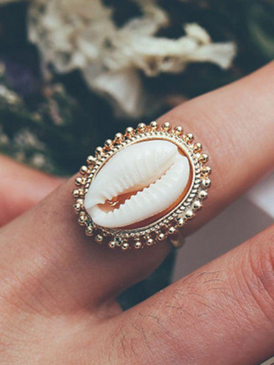 Creative Alloy Inlay Shell Opening Ring