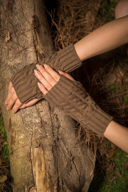 Half Refers To The Warm Knit Typing Women S Thick Wool Half Palm Gloves - 1