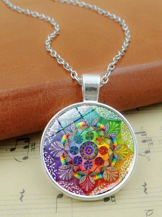 Vintage  Long Chain Mandala Necklace