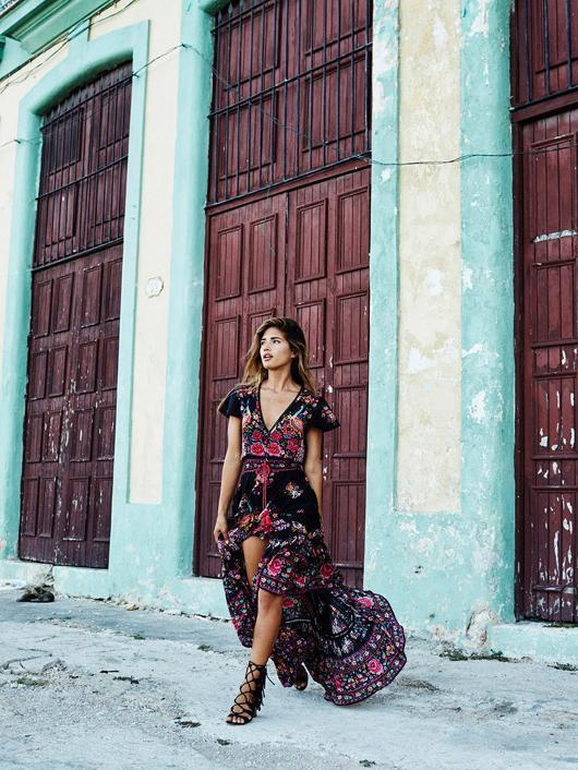 Dresses Retro Bohemian Maxi Dress V-Neck Dresses For Ladies