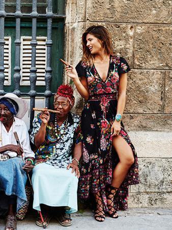 Dresses Retro Bohemian Maxi Dress V-Neck Dresses For Ladies