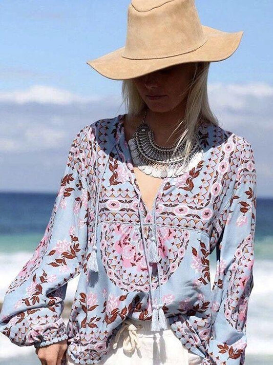 Bohemian Long-Sleeved Lace Sunscreen Loose Blouse