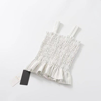 3 Colors Sexy Slim Pleated Camisole Tops For Vacation Beach Holiday