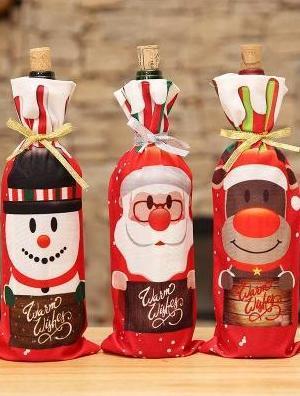 2018 Christmas Decorations Red Wine Bottle Set